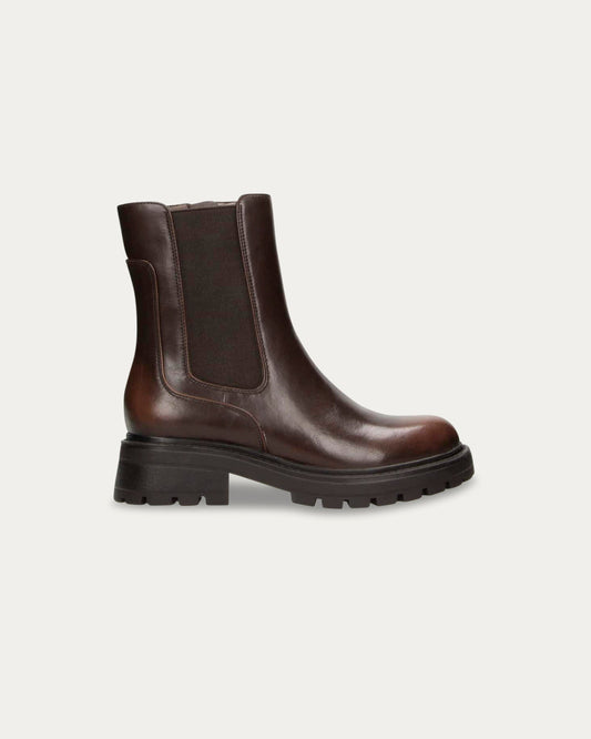 Botas Valencia marrón oscuro con elástico y cremallera, veganas y ecológicas