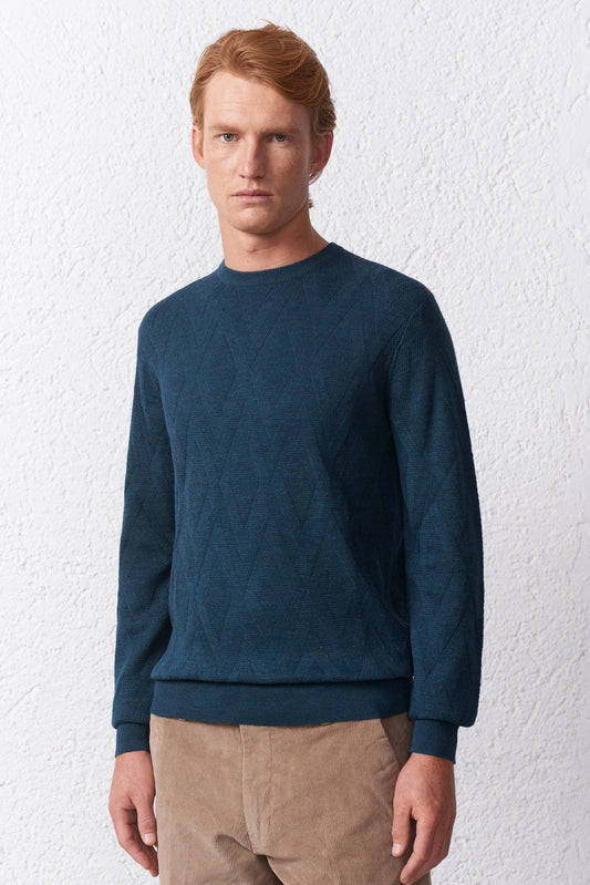 Jersey de mezcla de merino y rombos